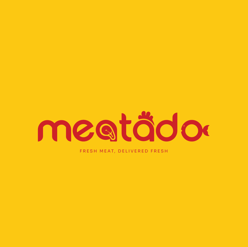Meatado fresh meat, fish, mutton, beef and chicken delivery brand logo design